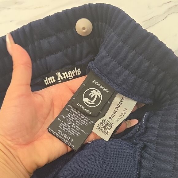 Palm Angels Navy Joggers with White Stripes - Picture 9 of 10